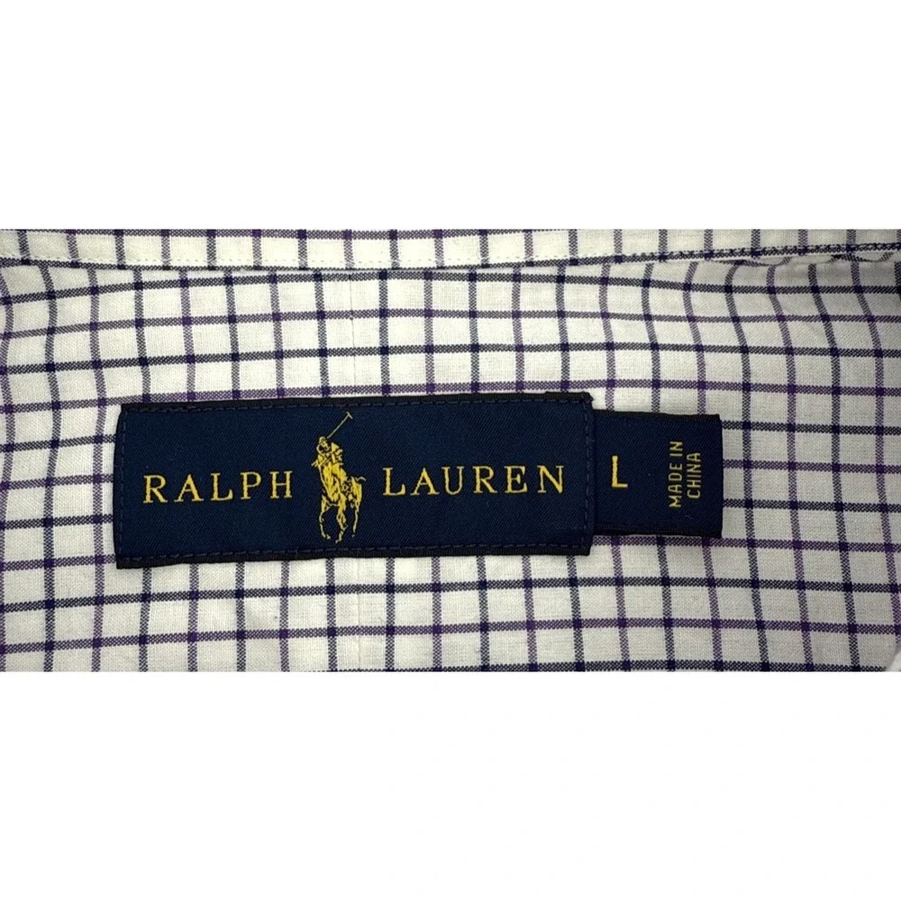Polo‎ Ralph Lauren Men's Button Down Shirt L Plaid Check Long Sleeve Cotton
